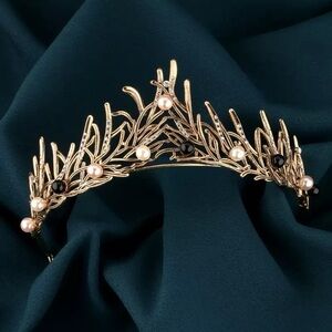 Gold Branch Pearl Accent Tiara - Women Accessories